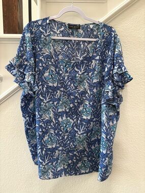 Lane Bryant Blue Patterned Blouse